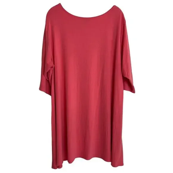 Eileen Fisher Tunic Top 2X Coral Stretch Jersey Viscose Lycra - Picture 3 of 5